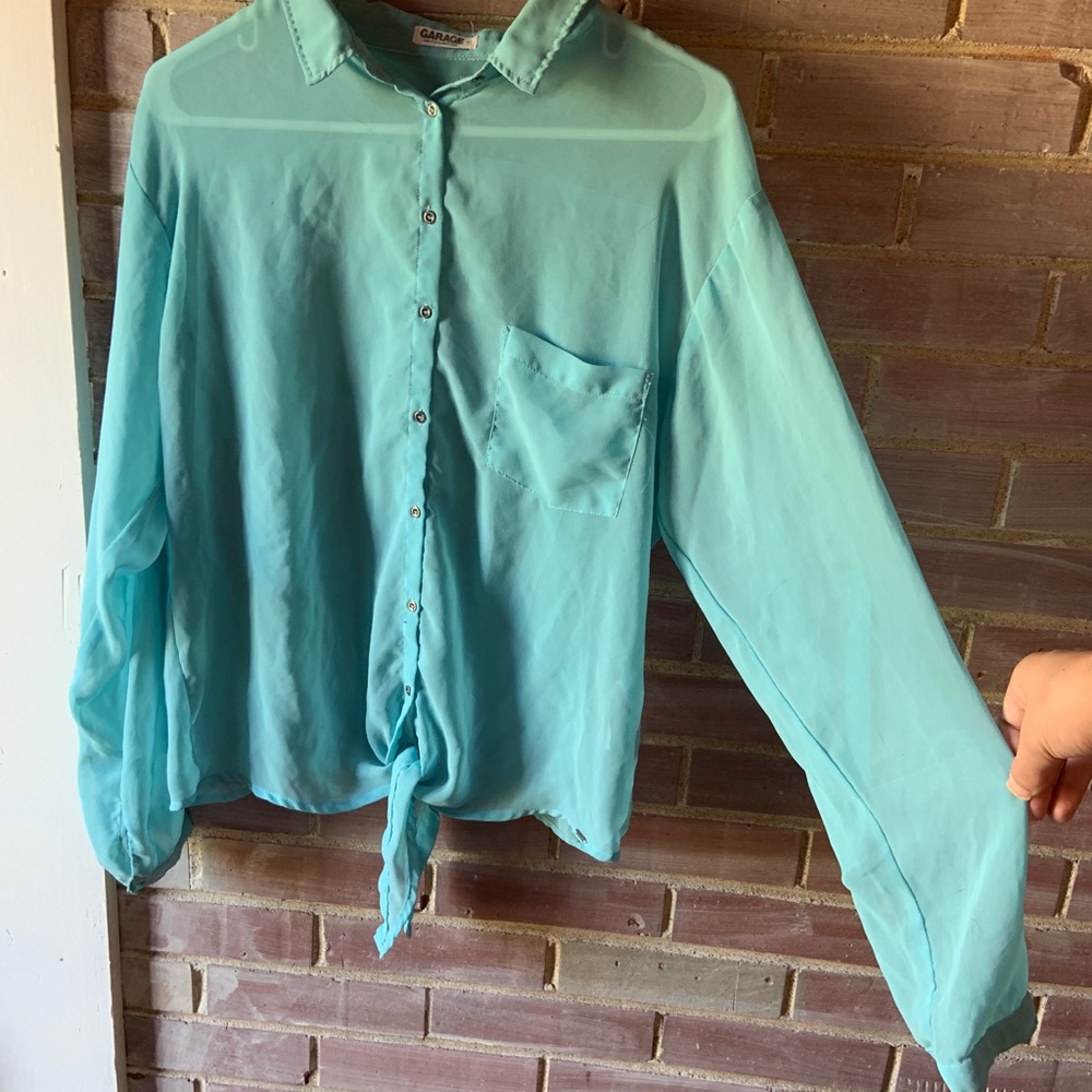 2 sheer button down blouses